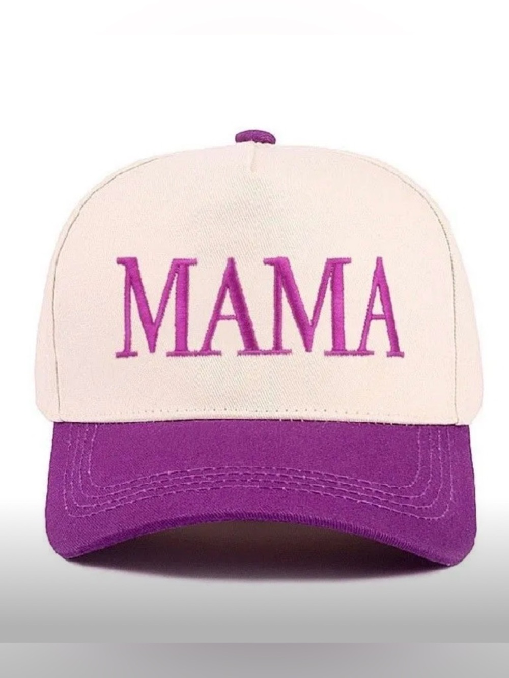 Zenana Outfitters Cream and Purple "MAMA" Cap